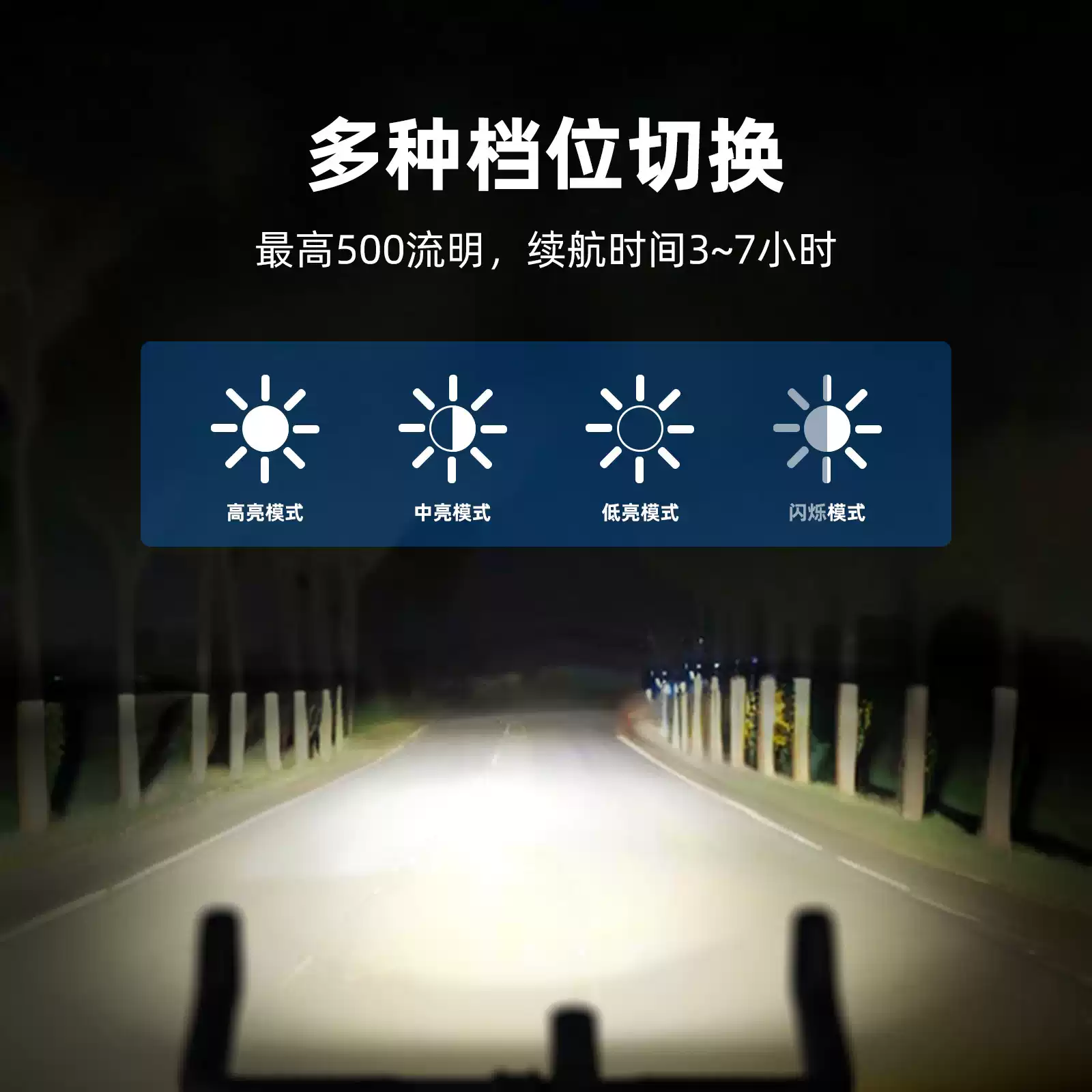 自行车前灯铝合金夜骑强光户外手电筒山地公路车正吊装骑行装备