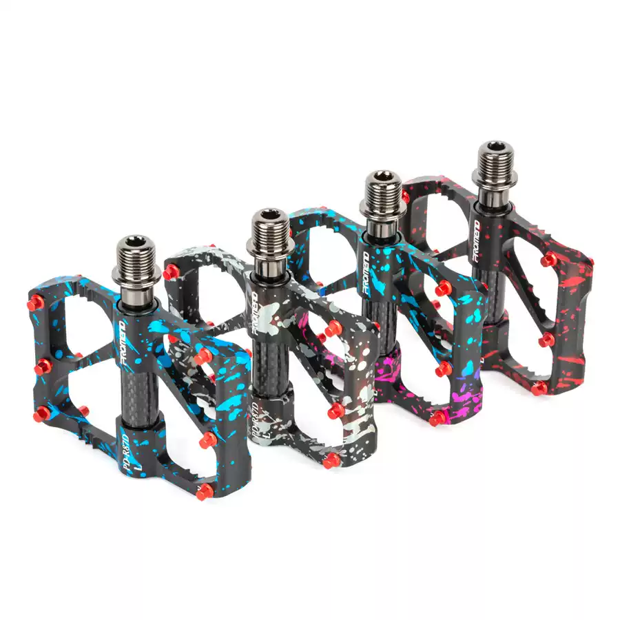 自行车脚踏板水墨迷彩防滑钉三培林铝合金碳纤维管山地公路车脚蹬