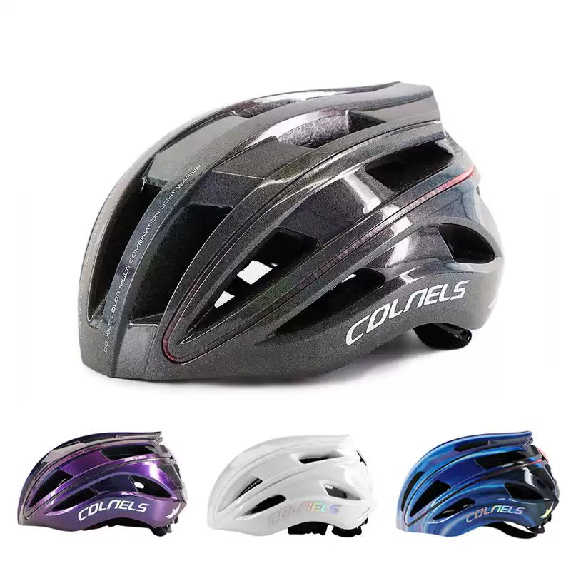 公路车骑行头盔带LED尾灯炫彩灯条透气山地自行车夜骑行安全帽